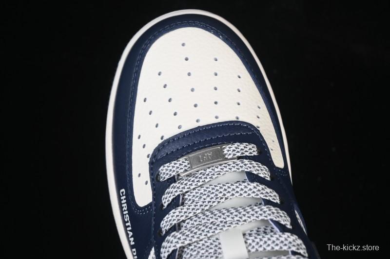 Nike Air Force 1 '07 Low Dior Collaboration White Blue Gray Hook Casual Sneakers - XD2588-603
