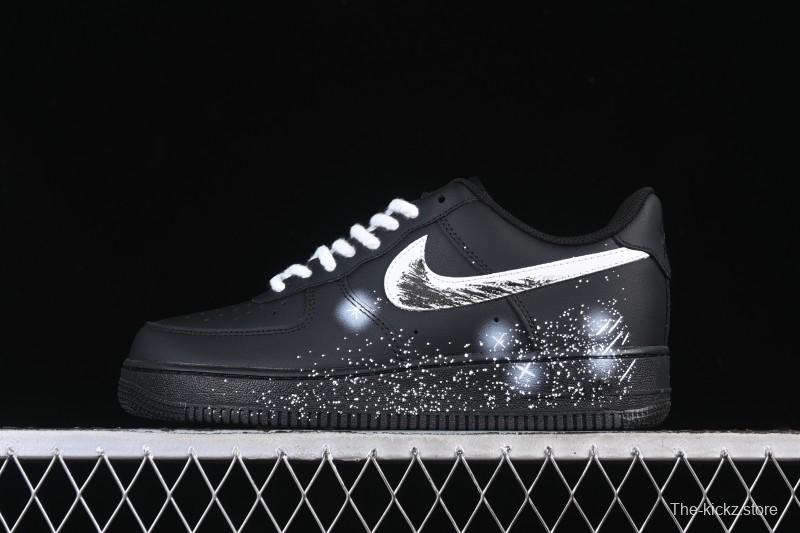 Nike Air Force 1'07 Low Two-Dimensional Theme Black Space Casual Sneakers - ZH0316-101