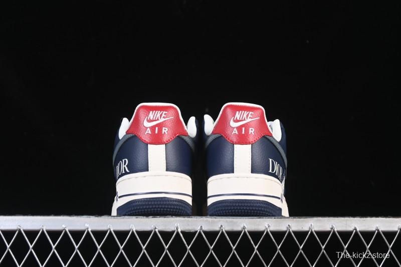 Nike Air Force 1 '07 Low Dior Collaboration White Blue Gray Hook Casual Sneakers - XD2588-603