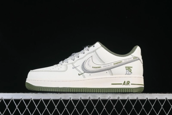 Nike Air Force 1 '07 Low Burberry Collaboration Military Green Embroidery Casual Sneakers - JP8028-003