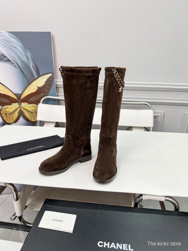 Chanel 2025/SS Quilted Leather Chain CC Four-Leaf Clover Flat Ankle Boots - LY00510