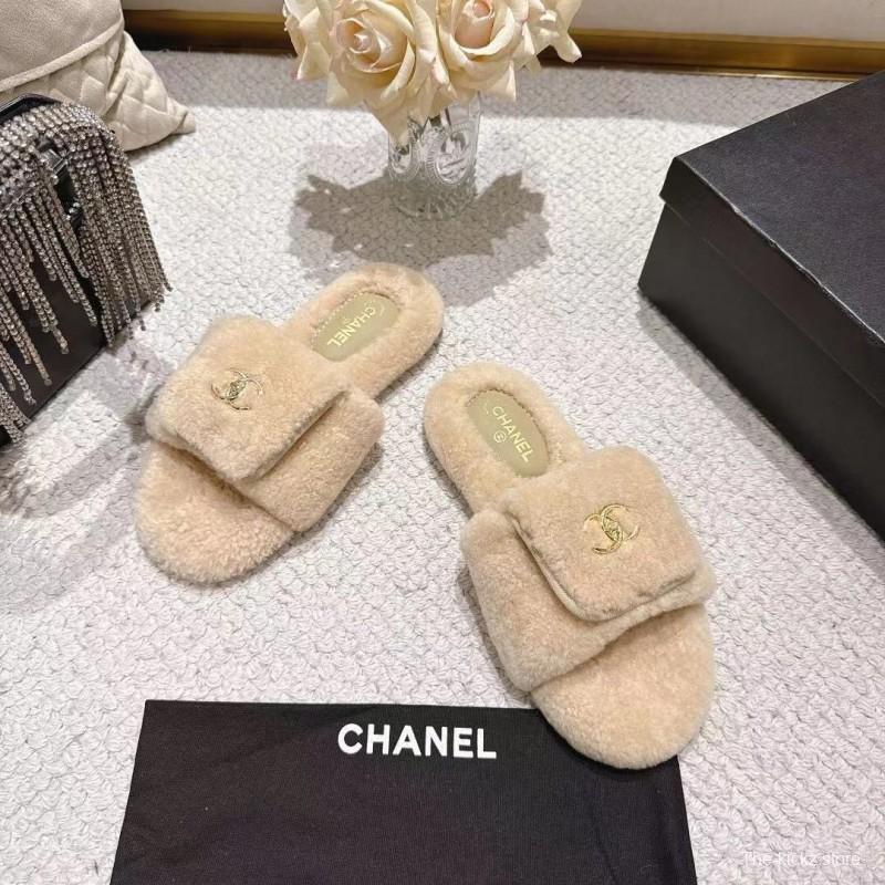 Chanel 2025/SS Slingback Lock Buckle Butterfly Fur Slippers - LY00250