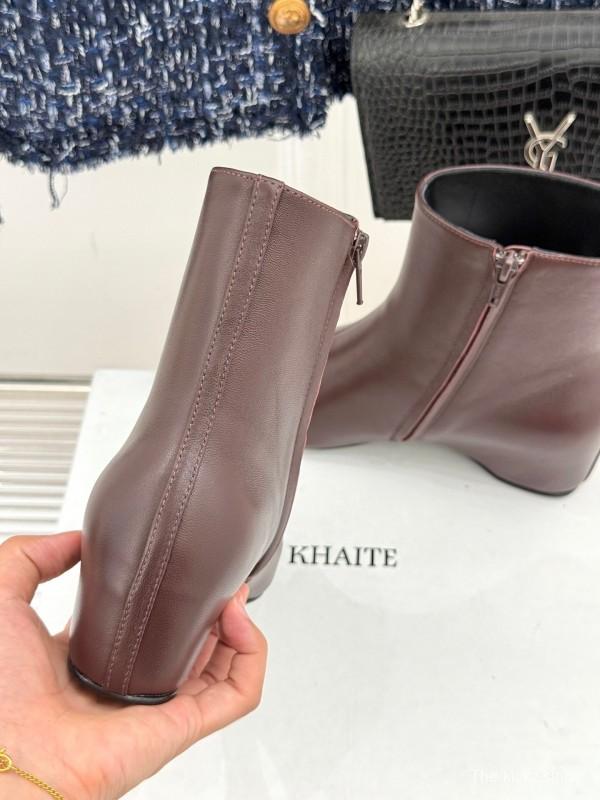 Khaite Retro Pointed Toe Ankle Boots with Height Increase - KFY00390