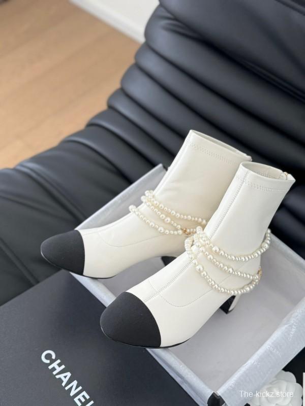 Chanel 2025/SS Haute Couture Pearl Collection Mary Jane Ankle Boots - LY00360