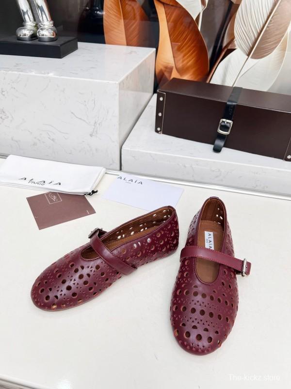 Alaia 2025/SS Perforated Ballet Flats - LY00320