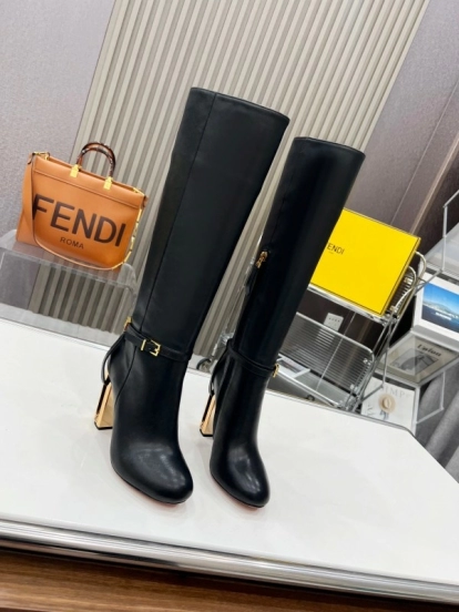 FENDI Delfina Round Toe Boots with FF Buckle - LY00520