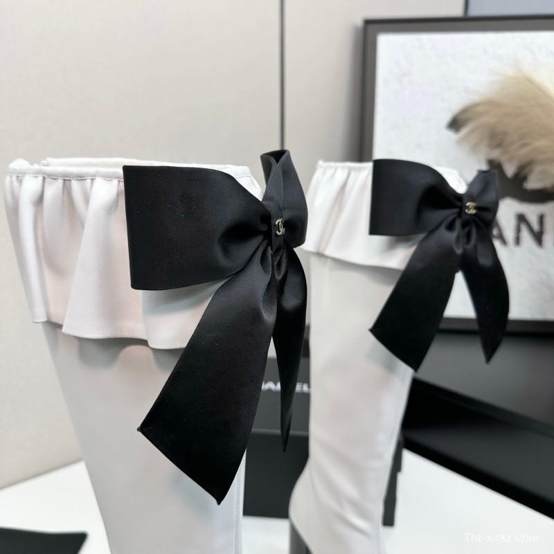 Chanel 2025/SS Bow Detail Block Heel Boots - LY00600