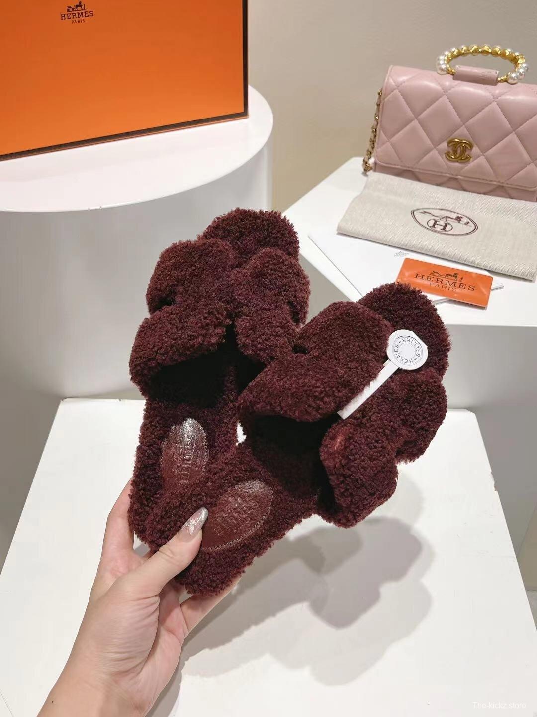 Hermès Teddy Wool Flat Slippers - LY00240
