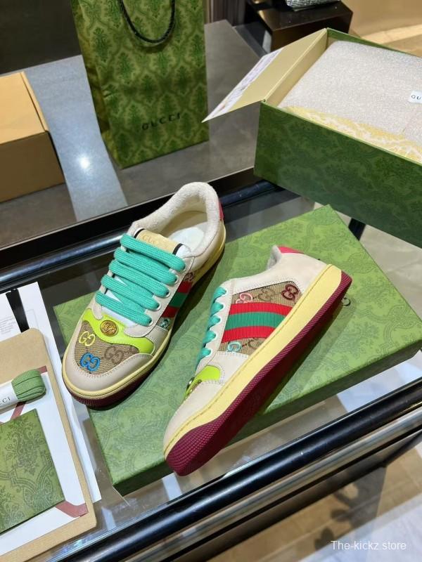 Gucci Distressed Sneakers 2025 SS Retro Design with Metal GG Logo - AS00270