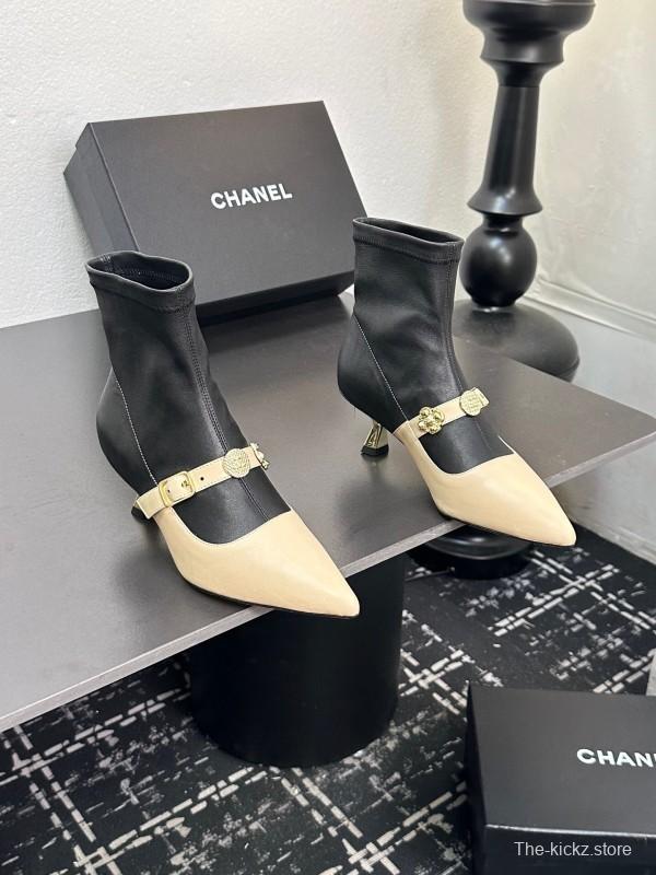 Chanel 2025/SS 24B Autumn Winter New High Heel Bow Sock Boots - LY00380